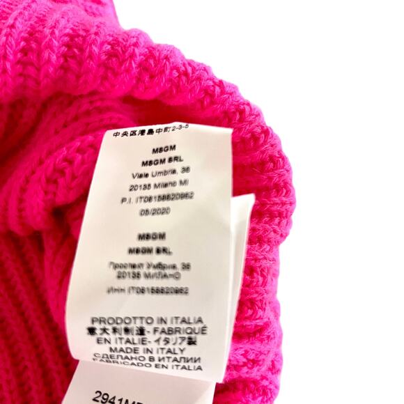 MSGM Drawstring Sleeve Ribbed Sweater Hot Pink XS - Picture 6 of 10